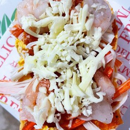 พิซซ่าโทสต์กุ้ง+ปูอัด ชีส