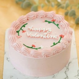 หนึ่งปอนด์ เค้กดอกไม้ล้อมรอบ เลือกสีได้ ข้อความฟรี