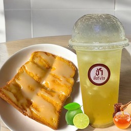 น้ำผึ้งมะนาว + ขนมปังปิ้ง