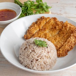 ข้าวมันเห็ดทอด Hainanese fried mushrooms rice