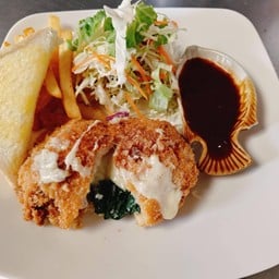 ผักโขมอบชีสไก่