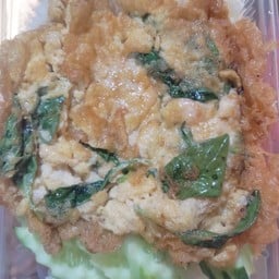ข้าว+ไข่เจียวไก่สับโหรพา(ไข่2ฟอง)