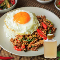 โปรโมชั่น SET 3 - ข้าวกะเพราหมูสับไข่ดาว + บ๊วยเลมอน