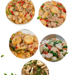ข้าวราดเห็ดฟางน้ำมันหอย (ไม่ใส่เนื้อสัตว์)