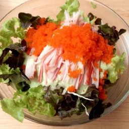 สลัดปูอัด + ไข่กุ้ง