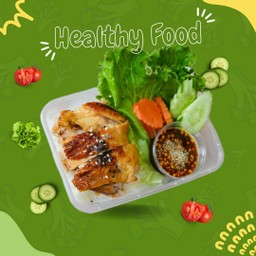 ข้าวไก่ย่าง+น้ำจิ้มแจ่ว