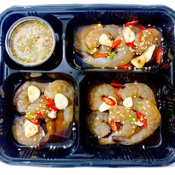 ชุดเบนโตะ กุ้งดอง ชุดใหญ่ พร้อมน้ำจิ้มซีฟู๊ดแซ่บๆ