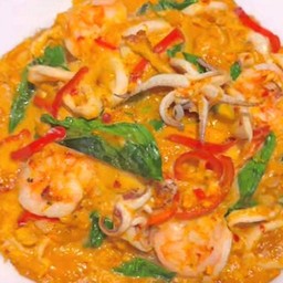 หมกทะเลไข่ข้น  ราดข้าว