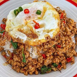 กระเพราราดข้าว(เลือกได้)