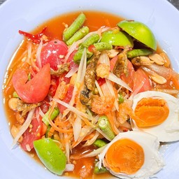 Spicy Green Papaya Salad with Salted Egg