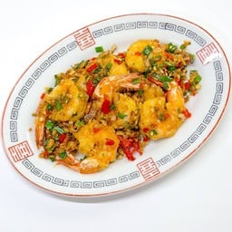 ข้าวราดกุ้งผัดพริกเกลือ