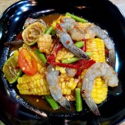 ข้าวโพด ปลาร้ากุ้งสด (กุ้ง 4-5 ตัว)