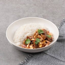 ข้าวเนื้อทอดกระเทียม