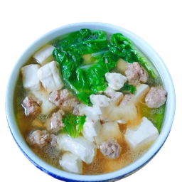 青菜肉沫豆腐汤ซุปเต้าหู้หมูสับกับผักใบเขียว