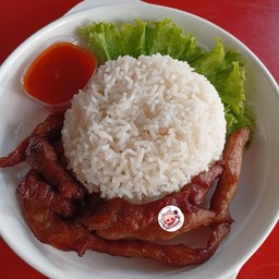 ข้าวหมูทอดแดดเดียว+น้ำจิ้มซีฟู้ด