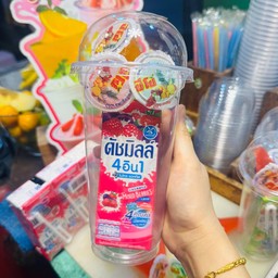 นมเปรี้ยวดัชมิลล์ปั่นปีโป้ (สีชมพู)