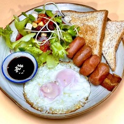 Vegetarian American Breakfast with Orange Juice
