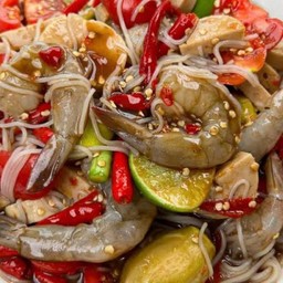 ตำขนมจีนหมูยอกุ้งสดปูปลาร้า