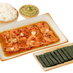แซลมอนดองซีอิ้ว (ข้าวญี่ปุ่น,สาหร่าย,ซีฟู้ด)