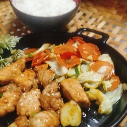 สเต็กไก่เทปันยากิ+ข้าว