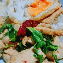 ข้าวกะเพราไก่+ฟรีไข่ดาว