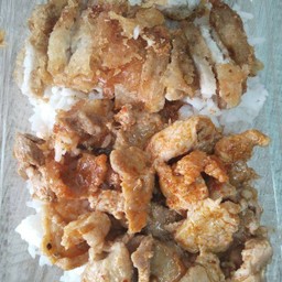 ข้าวราดแพนง+หมูทอด