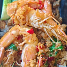 ข้าวกะเพรากุ้ง+หมูสับ