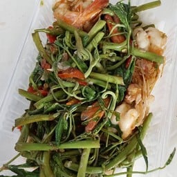 ข้าวราดผัดกะเฉดกุ้ง