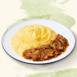 ข้าวไข่ลาวาขาหมูคั่วพริกเกลือ