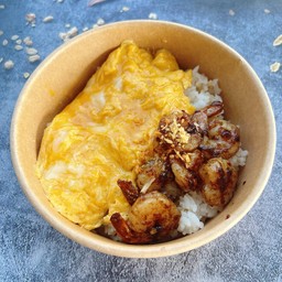 ข้างไข่ยิ้ม+กุ้งกระเทียม