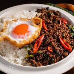 ข้าวกะเพราเนื้อ โคขุน