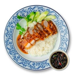 ข้าวหมูแดง+หมูกรอบ