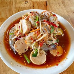 ตำกุ้งสดหมูยอ