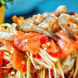 ตำแซลมอน-กุ้งสด