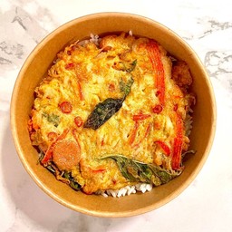 ข้าวคลุกน้ำพริกกะปิ+ไข่เจียวทรงเครื่อง