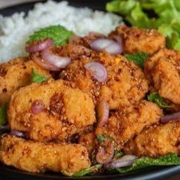 ไก่แซ่บนักเก็ต +ข้าว