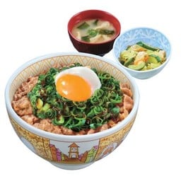 ข้าวหน้าเนื้อไข่ออนเซ็นโรยต้นหอม และชุดสุดคุ้ม