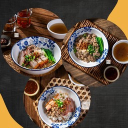 Set หมูล้วนสุดคุ้ม (หมูกรอบ หมูอบ หมูบะช่อ)