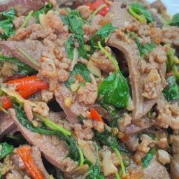 ข้าวกะเพราหมูสับ+ตับหมู