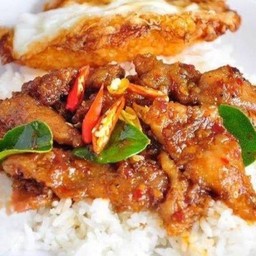 ผัดพริกแกงไก่+ข้าวสวย