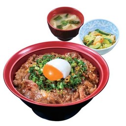 ข้าวหน้าเนื้อย่างไข่ออนเซ็นโรยต้นหอม และชุดสุดคุ้ม