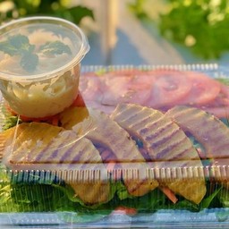 สลัดผักรวม(ไม่เนื้อสัตว์) ผักสลัด+ฟักทองย่าง+มะเขือเทศ+แครอท