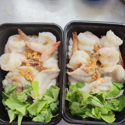 ข้าวต้มเเห้งปลา+กุ้ง