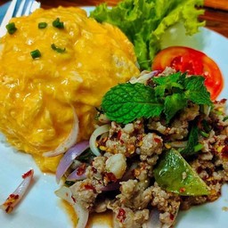 ข้าวราดลาบ(ไม่รวมไข่)เนื้อสัตว์เลือกด้านในเมนูนะคะ