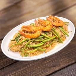 ผัดหมี่กระเฉด กุ้ง