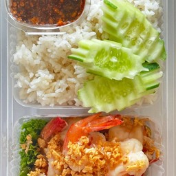 ข้าวกุ้งทอดกะเทียม(ร้านได้จากไลน์แมน60฿)