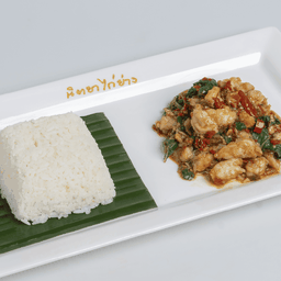 ข้าวราดกะเพรากุ้งสับ