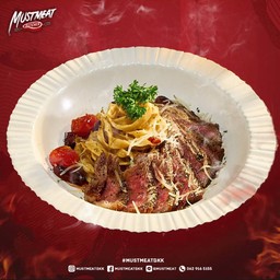 พาสต้าผัดมันเนื้อสเต็กพิคานย่า