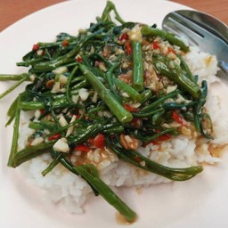 ข้าวไข่เจียว+ผัดผักบุ้ง