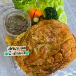 ข้าวน้ำพริก+ไข่ชะอม